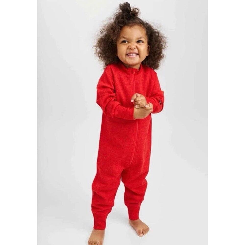 Reima Parvin Baby Merino Wool Jumpsuit Base Layer Tomato red 18-24 Months $80